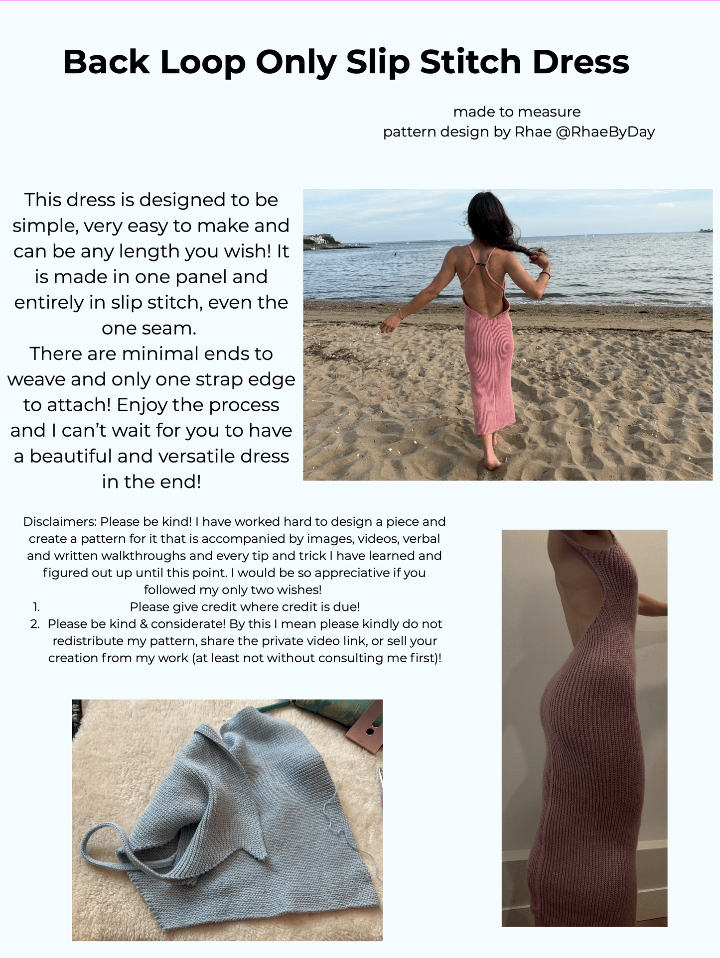 Back Loop Only Slip Stitch Dress Pattern Bundle