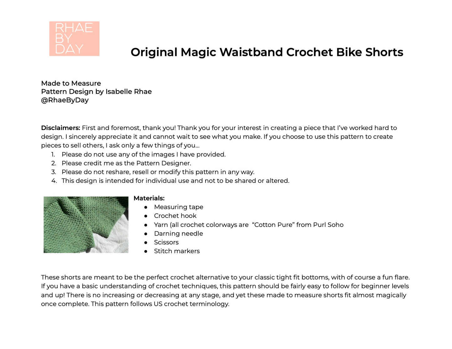 Downloadable Digital Pattern for Bike Shorts Only