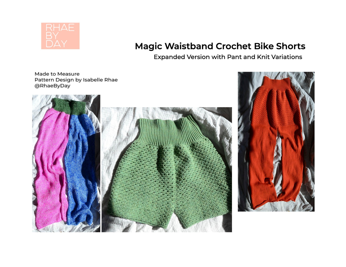 Downloadable Digital Pattern for Magic Waistband Crochet Bike Shorts WITH Patterns for Variations